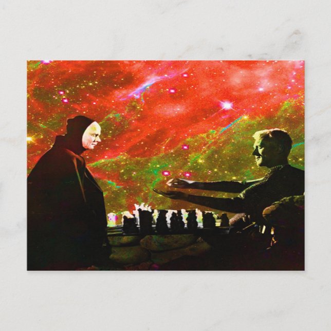 Schach mit dem Tod spielen Postkarte (Vorderseite)