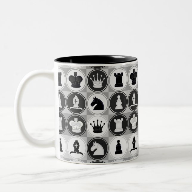 Schach-Muster Zweifarbige Tasse (Links)