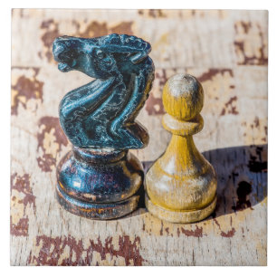 Schach Pawn and Knight - Veteranen Fliese