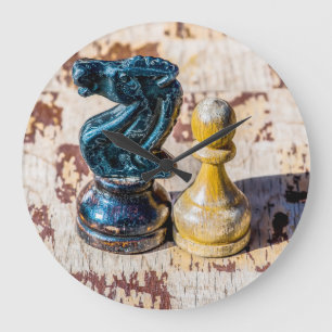 Schach Pawn and Knight - Veteranen Große Wanduhr