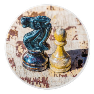Schach Pawn and Knight - Veteranen Keramikknauf