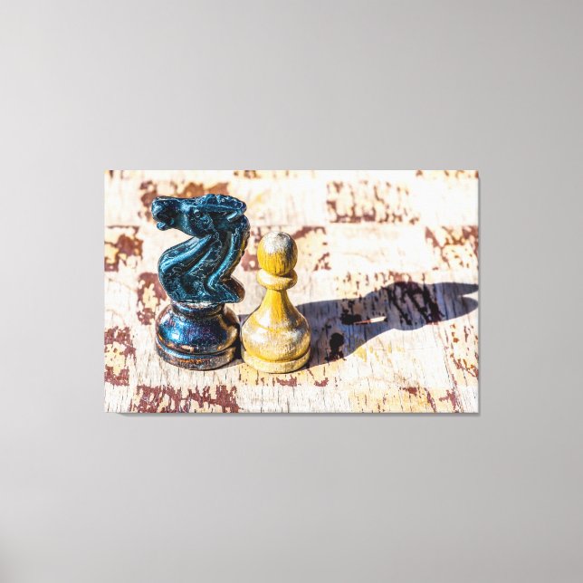 Schach Pawn and Knight - Veteranen Leinwanddruck (Vorderseite)