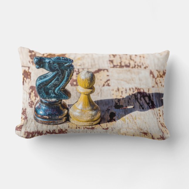 Schach Pawn and Knight - Veteranen Lendenkissen (Vorderseite)
