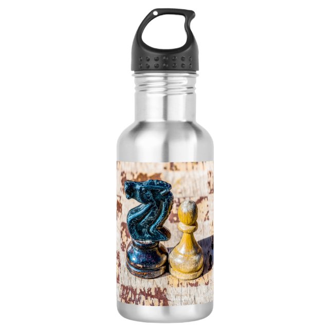 Schach Pawn and Knight - Veteranen Trinkflasche (Vorderseite)