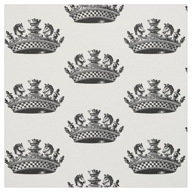 Schach Pieces Crown Black Stoff (Muster)