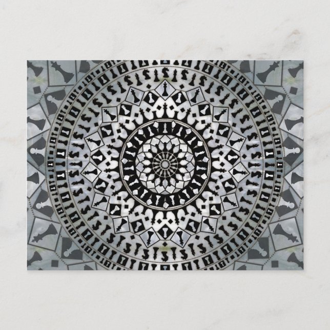 Schach Pieces Mandala Postkarte (Vorderseite)