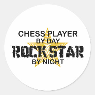 Schach Player Rock Star für Nacht Runder Aufkleber