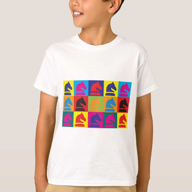 Schach-Pop-Kunst T-Shirt (Vorderseite)