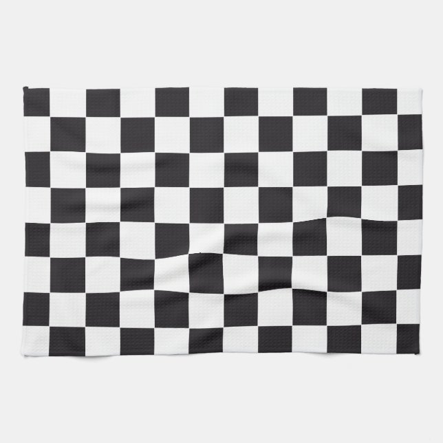 Schach-Quadrat-Muster - schwarz + Ihr Hintergrund Handtuch (Horizontal)