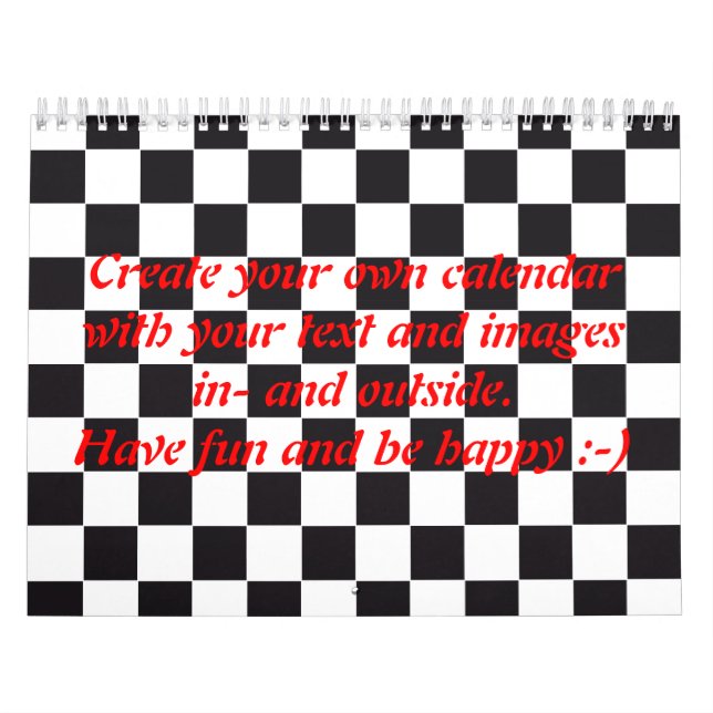 Schach-Quadrat-Muster - schwarz + Text und Bilder Kalender (Titelbild)