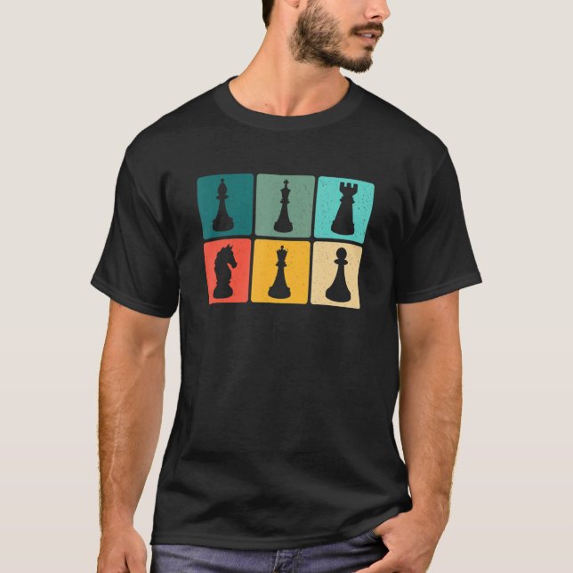 Schach Retro Graphic Chess Player Checkmate Board  T-Shirt (Vorderseite)