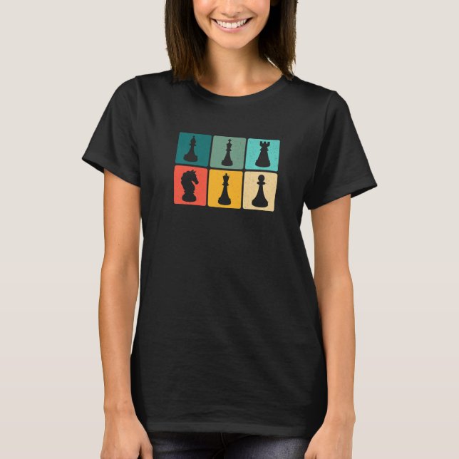 Schach Retro Graphic Chess Player Checkmate Board  T-Shirt (Vorderseite)