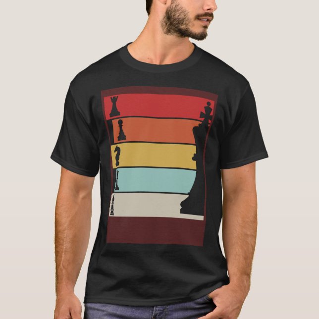 Schach-Retro-Player-Schachbrett T-Shirt (Vorderseite)