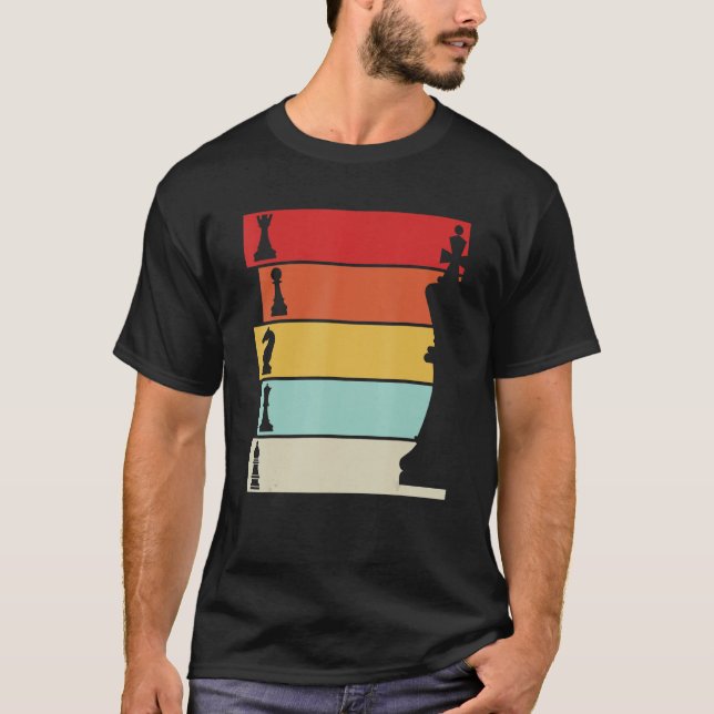 Schach-Retro-Player-Schachbrett T-Shirt (Vorderseite)