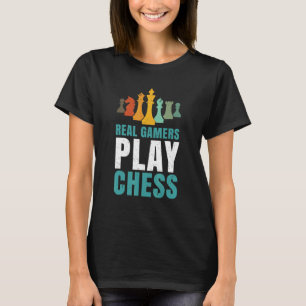 Schach Retro Spruch Echte Spieler spielen Schachsp T-Shirt