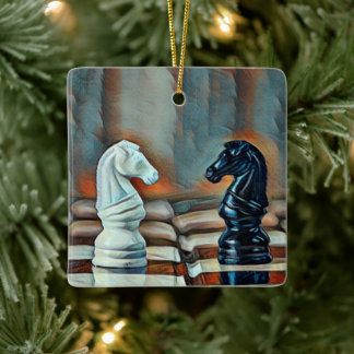 Schach Rittern Schachbrett Personalisiertes Weihna Keramikornament