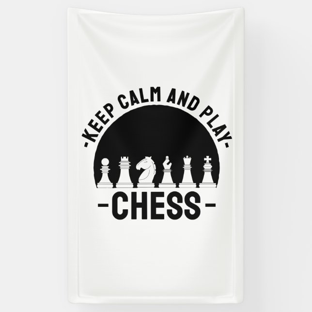 Schach - Ruhe Behalten und Schach spielen Banner (Vertikal)