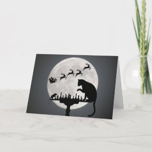 Schach Santa Vollmond Katze und Mausspiel Weihnach Feiertagskarte