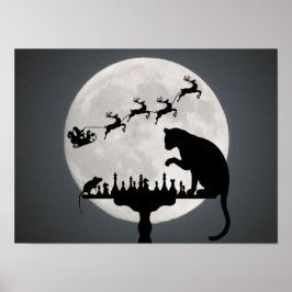 Schach Santa Vollmond Katze und Mausspiel Weihnach Poster