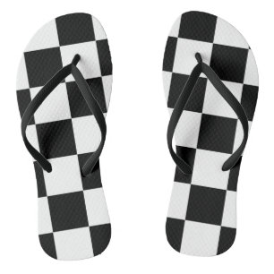 Schach ~ Schachbrett ~ Quadrat-Entwurfs-Schwarzes Flip Flops