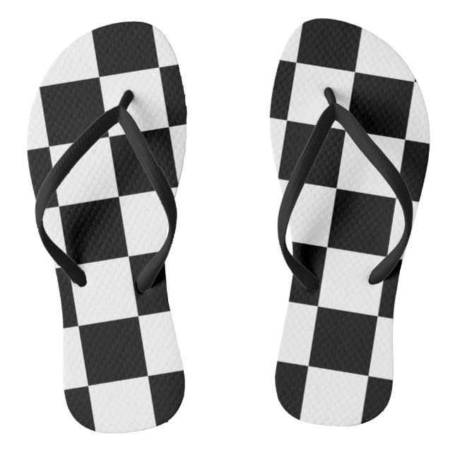 Schach ~ Schachbrett ~ Quadrat-Entwurfs-Schwarzes Flip Flops (Fußbett)