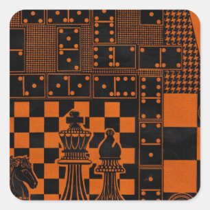 Schach-Schachbretter dominieren Quadratischer Aufkleber