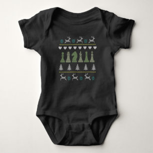 Schach - Schachfiguren hässliches Weihnachten Baby Strampler