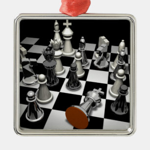 Schach Silbernes Ornament