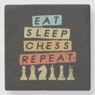 Schach - Sleep Schach wiederholen Steinuntersetzer
