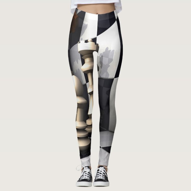 Schach-Spiel-Spiel Leggings (Vorderseite)