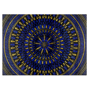 Schach-Stück-Mandala - Lapislazuli und Gold Schneidebrett