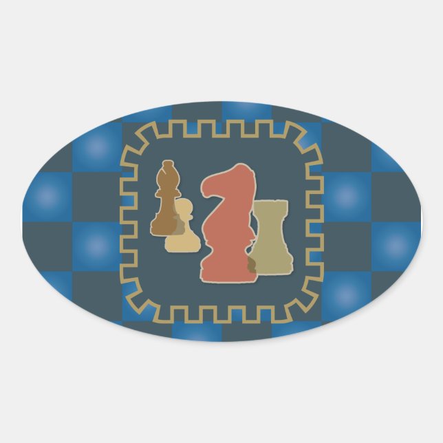 Schach-Stückchen Blue Sticker (Vorderseite)