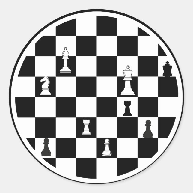 Schach-Thema Runde Sticker - Schwarz & Weiß (Vorderseite)