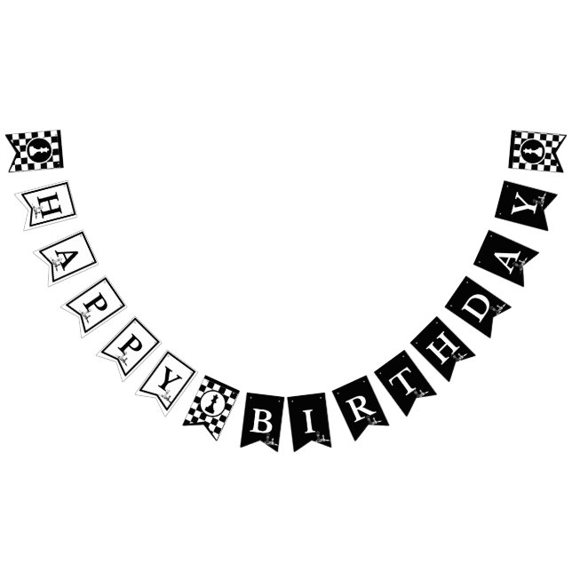 Schach Theme Happy Birthday Banner - Schwarz & Wei (Alle)