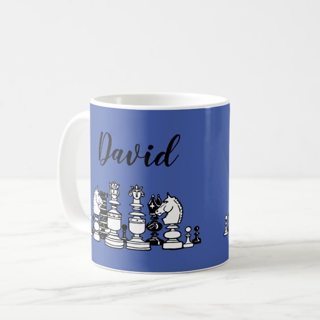 Schach Themed Personalisiert Coffee Tasse (Vorderseite Links)