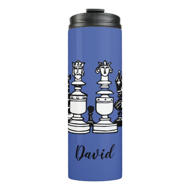 Schach Themed Personalisiert Drink Tumbler Thermosbecher (Vorderseite)