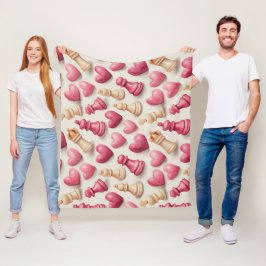 Schach- und Herz-Valentinsmuster Fleecedecke