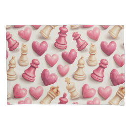 Schach- und Herz-Valentinsmuster Kissenbezug