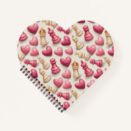 Schach- und Herz-Valentinsmuster Notizbuch