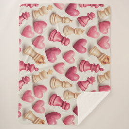 Schach- und Herz-Valentinsmuster Sherpadecke