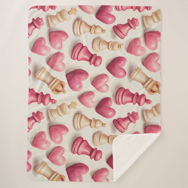 Schach- und Herz-Valentinsmuster Sherpadecke (Vorderseite)