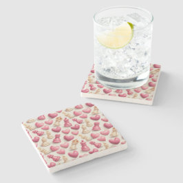 Schach- und Herz-Valentinsmuster Steinuntersetzer