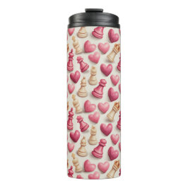 Schach- und Herz-Valentinsmuster Thermosbecher