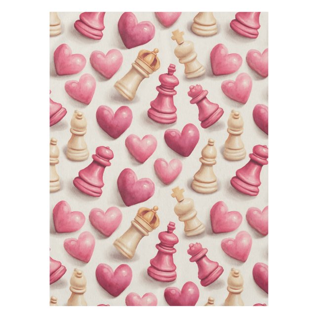 Schach- und Herz-Valentinsmuster Tischdecke (Vorderseite)