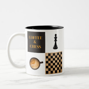 Schach und Kaffee Kaffeeliebhaber und Schachspiele Zweifarbige Tasse