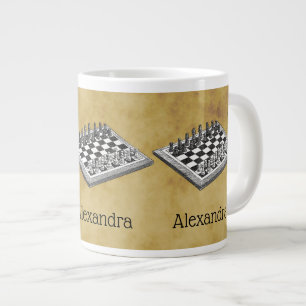 Schach und Schachbrett Vintage WBG abgenutzt Jumbo-Tasse