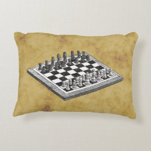 Schach und Schachbrett Vintage WBG gestört Zierkissen