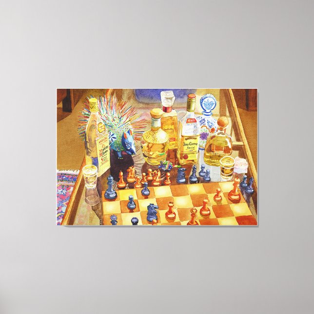 Schach und Tequila Leinwanddruck (Vorderseite)