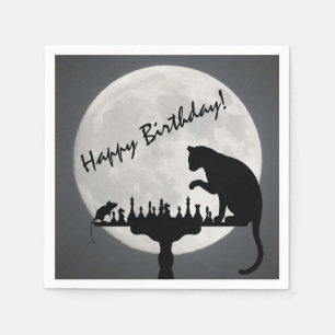 Schach Vollmond Katze und Maus Game Happy Geburtst Serviette