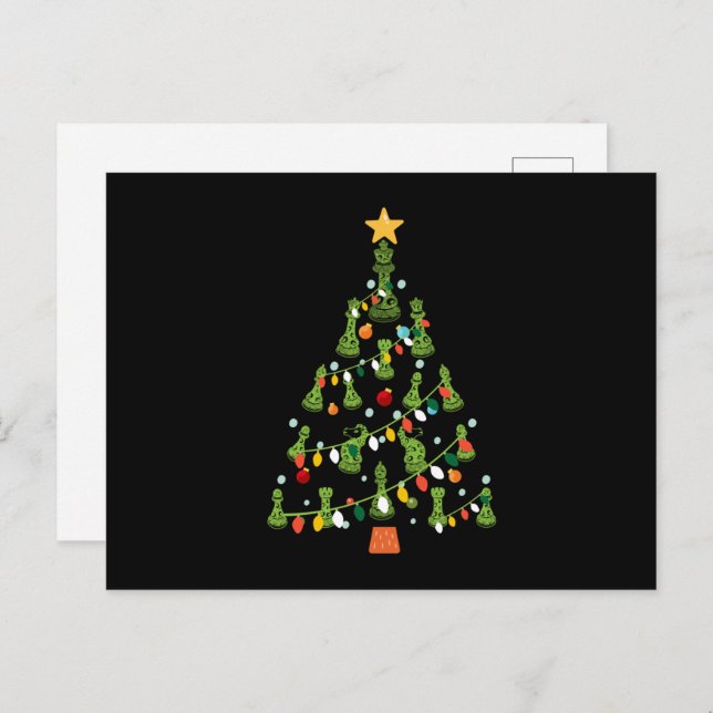 Schach Weihnachtsbaum - Königin Knight Rook Postkarte (Vorne/Hinten)